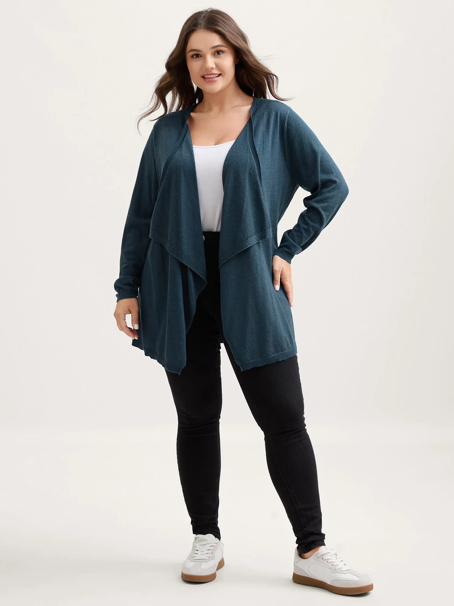 Irregular Hem Waist-Cinched Knit Cardigan sold by Bloomchic product image thumbnail 3