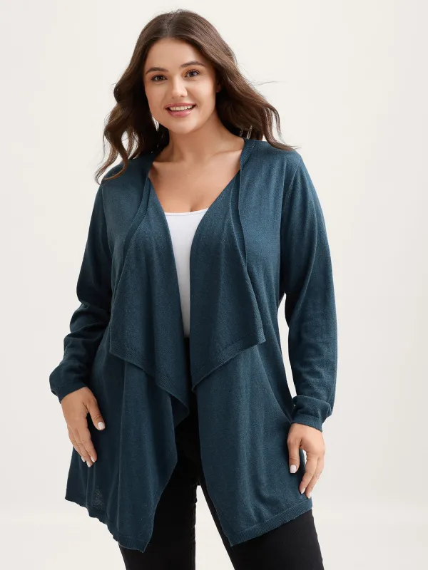 Irregular Hem Waist-Cinched Knit Cardigan sold by Bloomchic