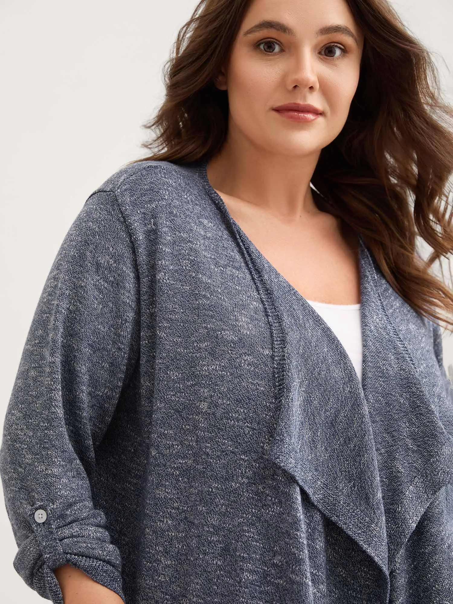 Heather Tab Sleeve Irregular Hem Knit Cardigan sold by Bloomchic product image thumbnail 3