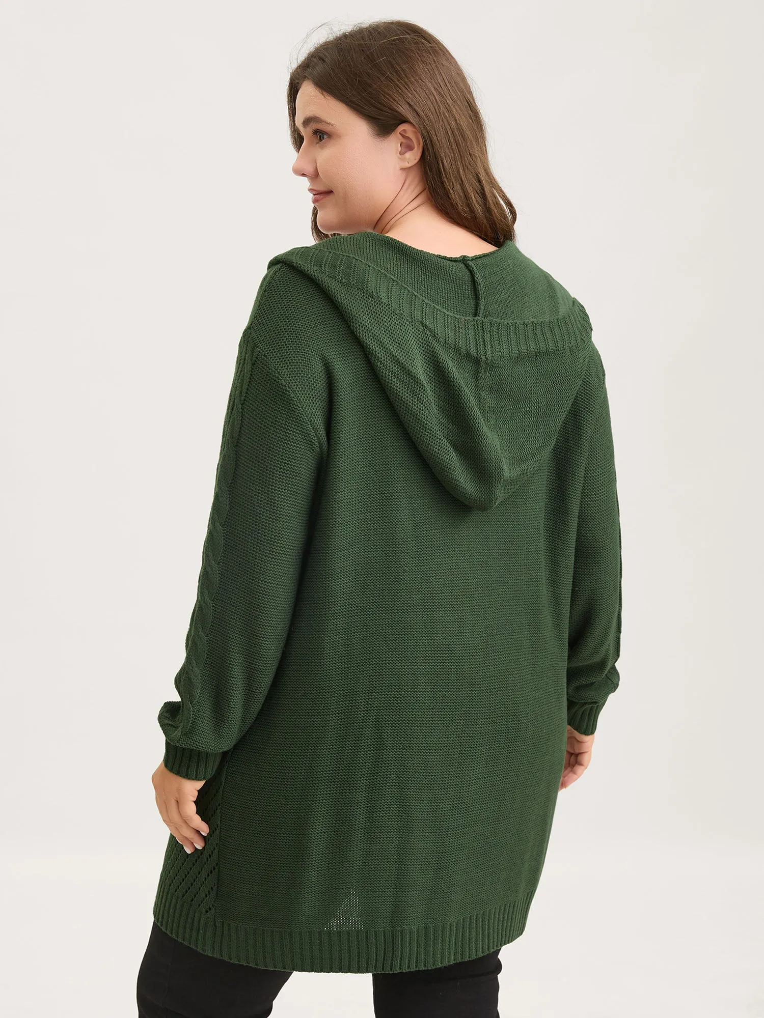 Textured Cut-Out Hooded Knit Cardigan sold by Bloomchic product image thumbnail 4