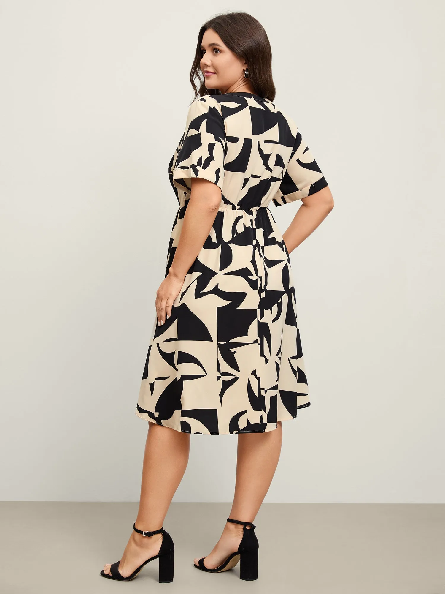 Geometric Print Arc Hem Midi Dress sold by Bloomchic product image thumbnail 4