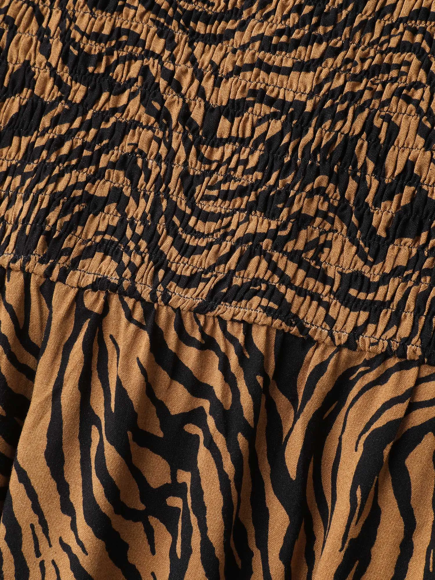 Leopard Print Shirred Split Hem Midi Dress sold by Bloomchic product image thumbnail 5