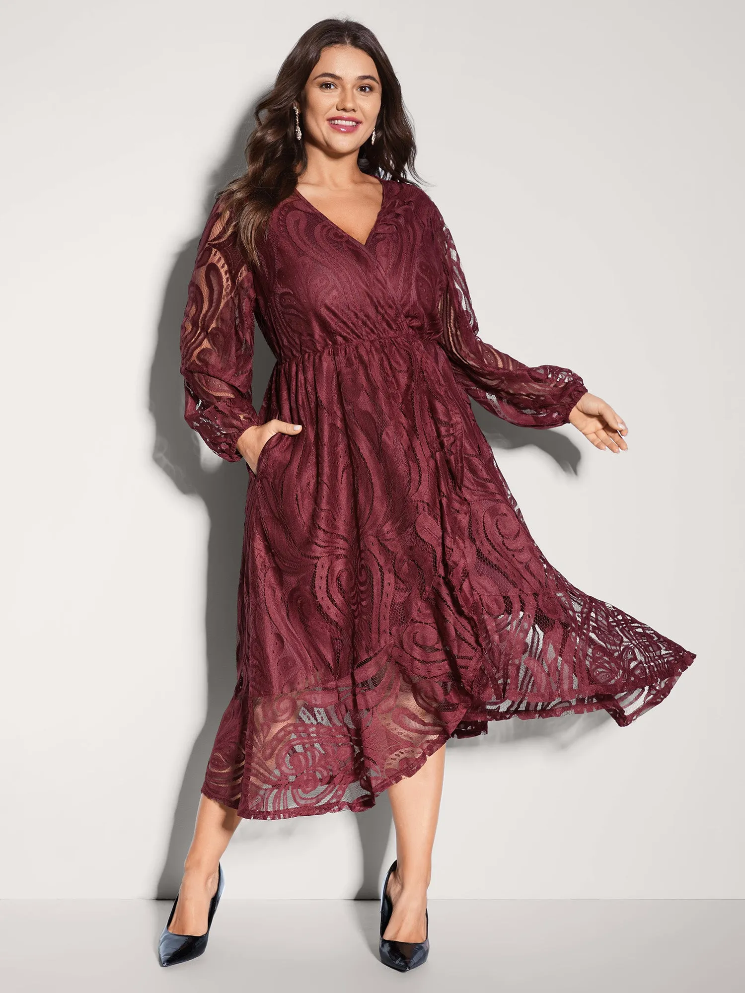 Textured Sheer Lace Midi Dress sold by Bloomchic product image thumbnail 2