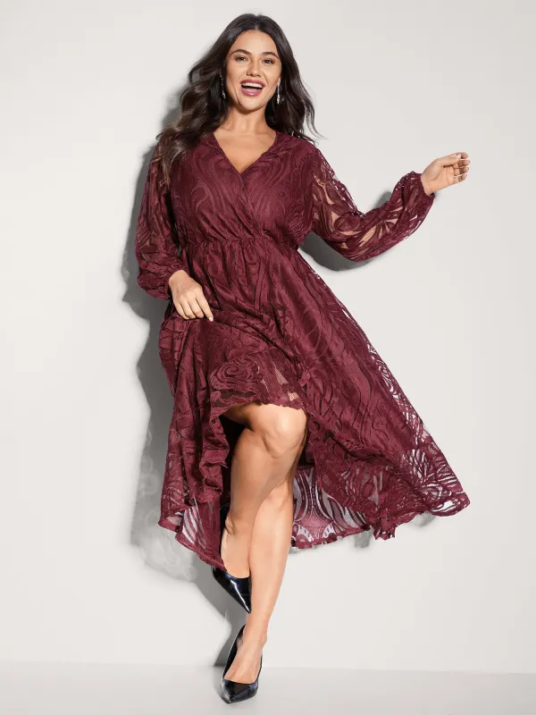 Textured Sheer Lace Midi Dress sold by Bloomchic