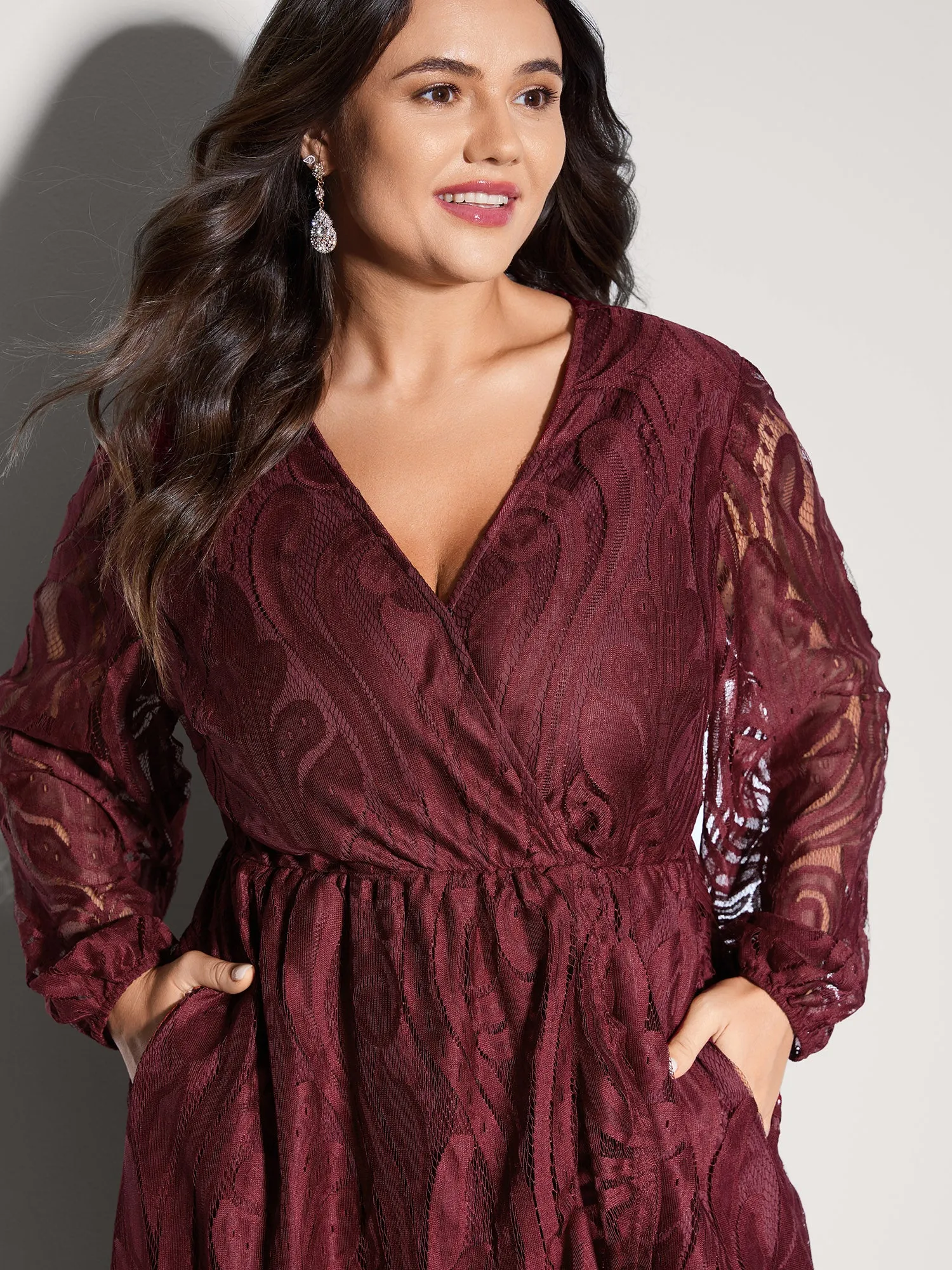 Textured Sheer Lace Midi Dress sold by Bloomchic product image thumbnail 3