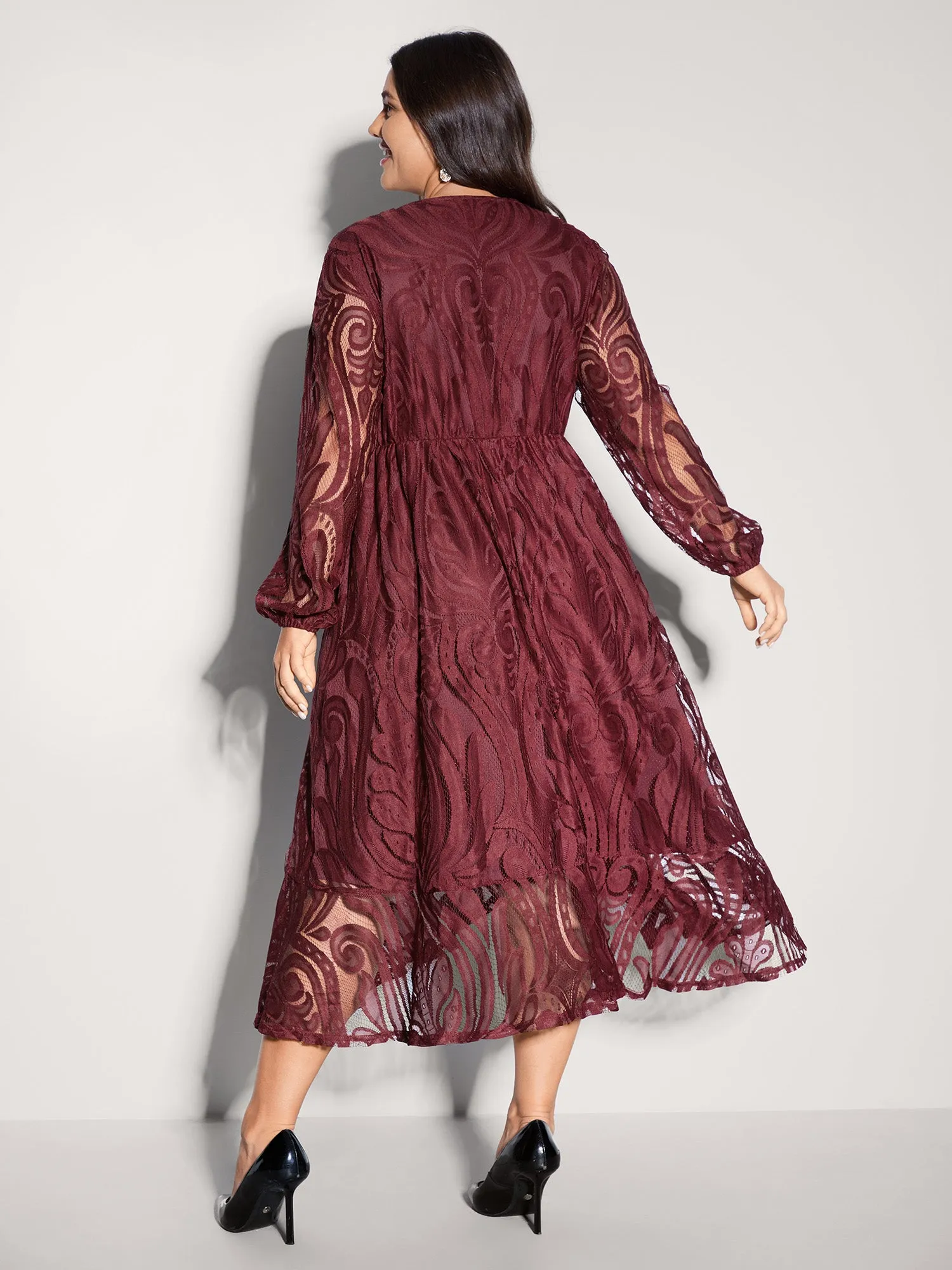 Textured Sheer Lace Midi Dress sold by Bloomchic product image thumbnail 4