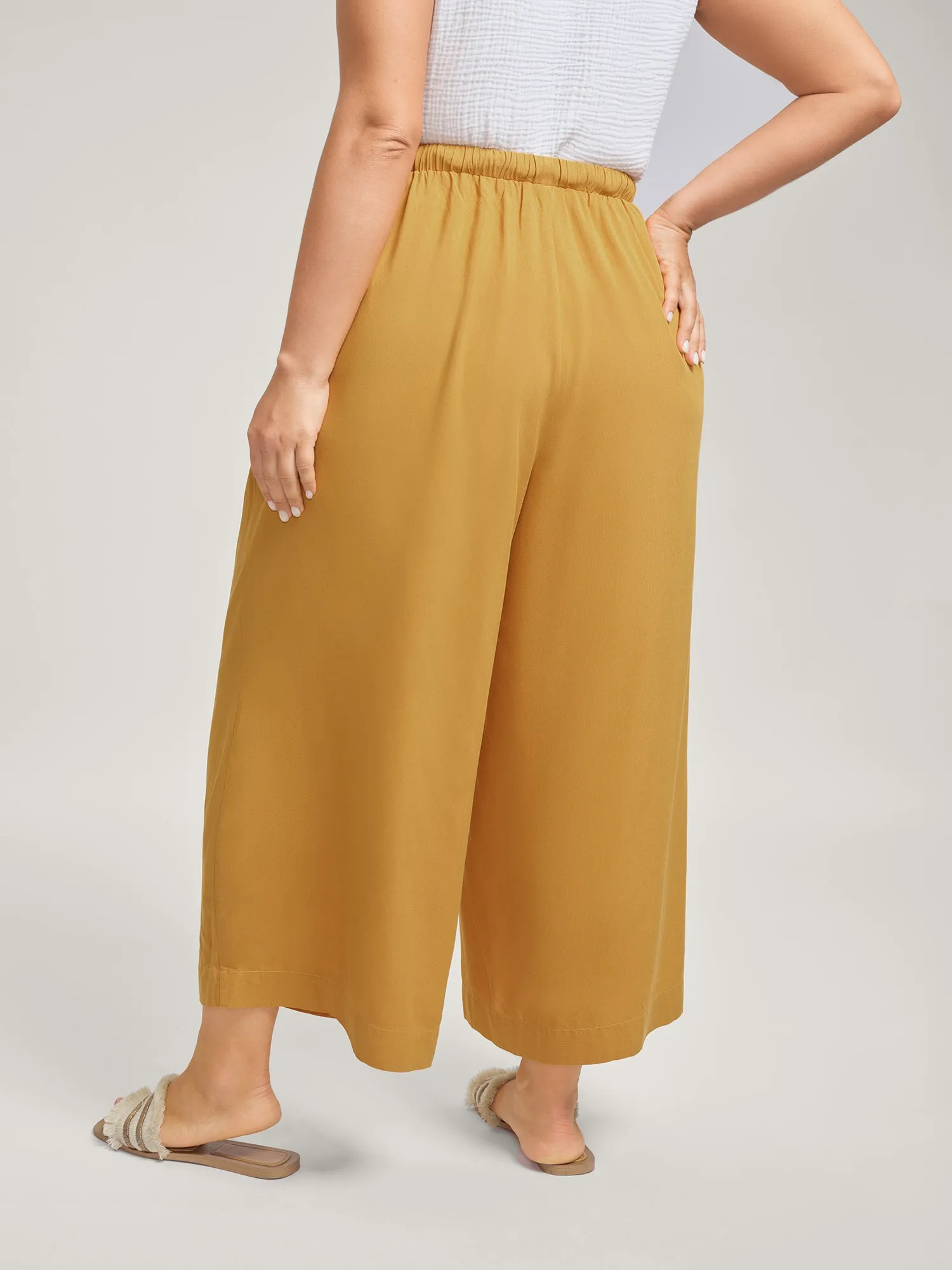 Waist-Tie Ornaments Button Detail Wide-Leg Pants sold by Bloomchic product image thumbnail 5