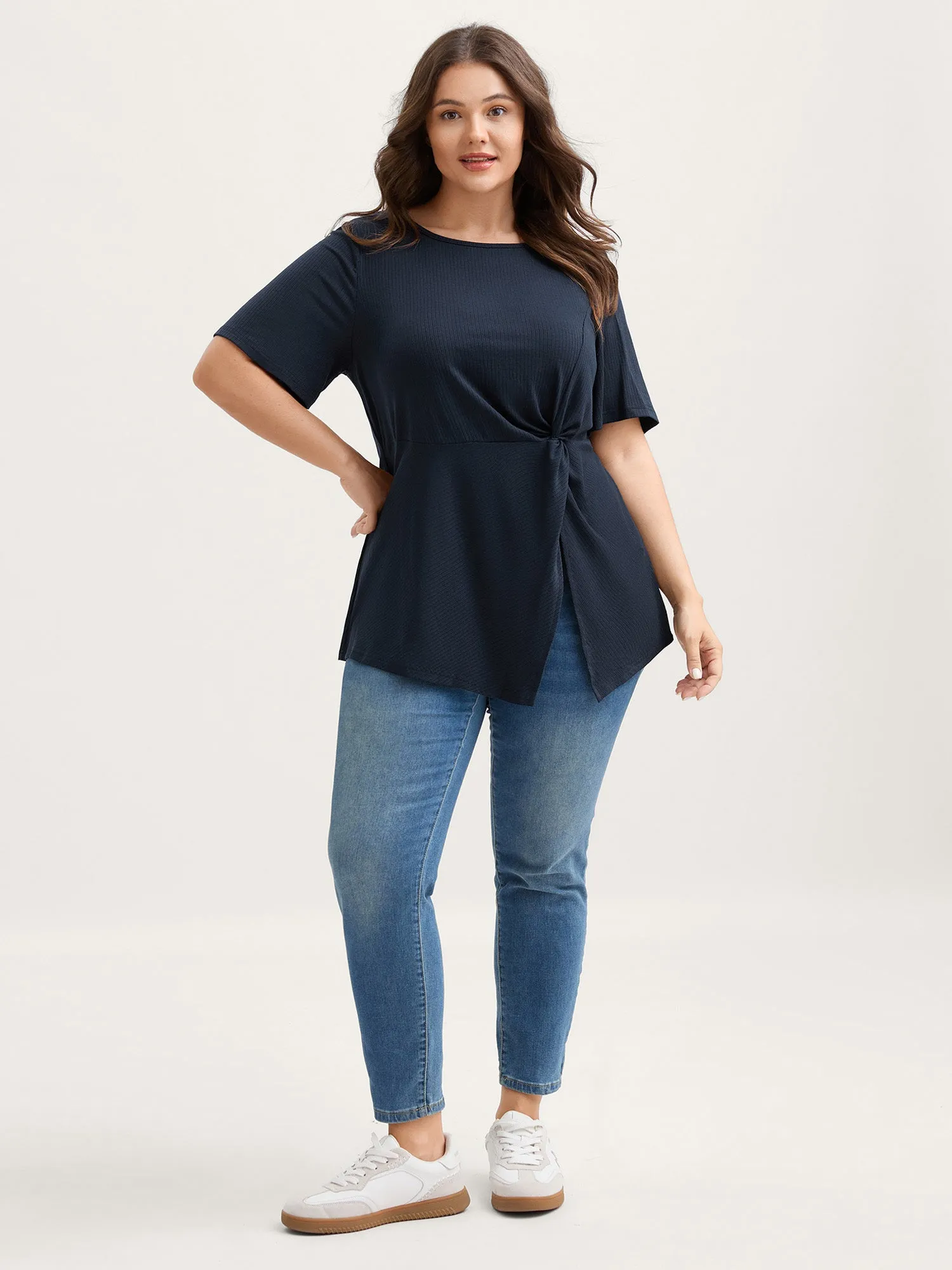 Pit Strip Knotted Front Split Side Top sold by Bloomchic product image thumbnail 3