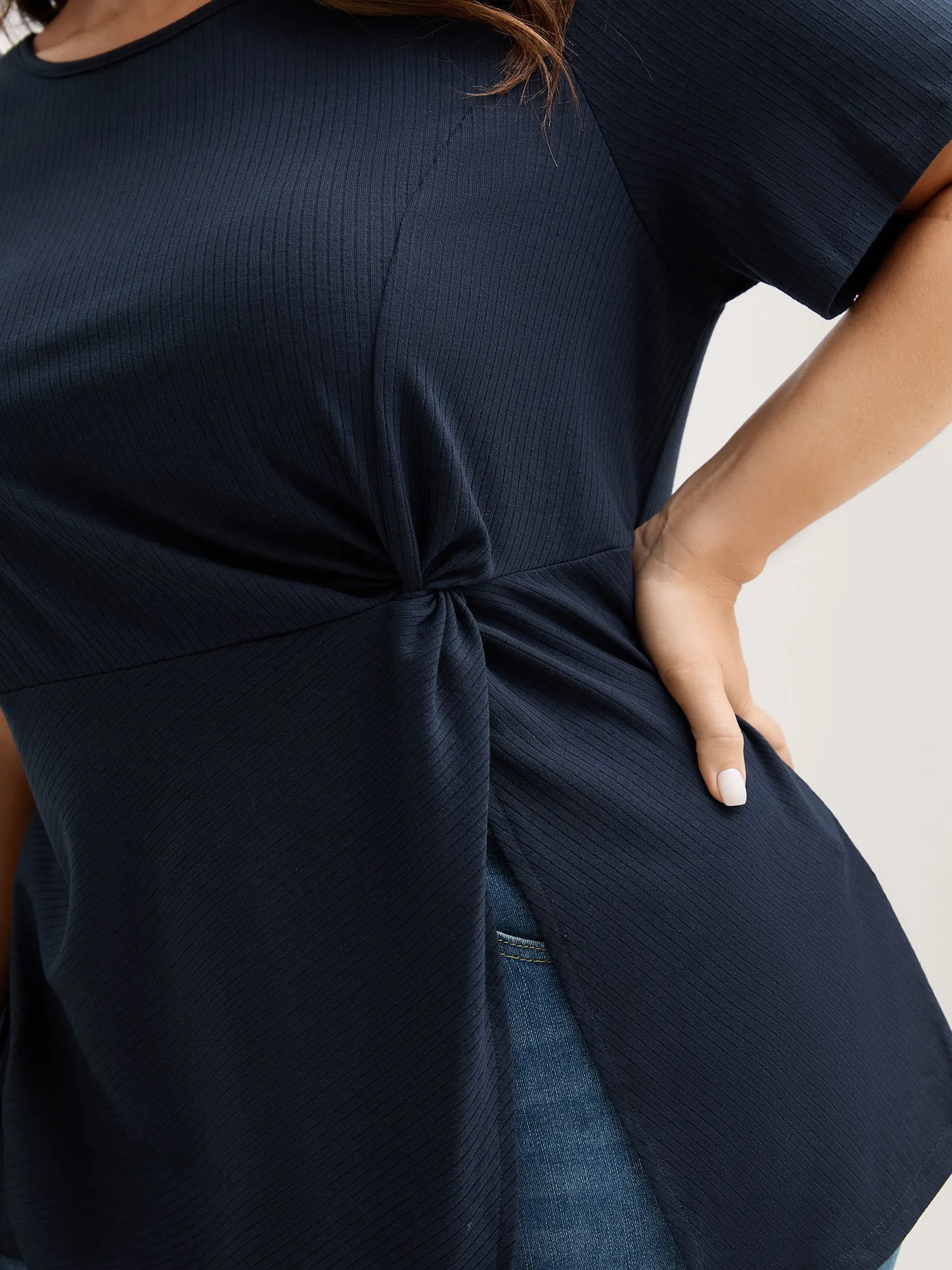 Pit Strip Knotted Front Split Side Top sold by Bloomchic product image thumbnail 4