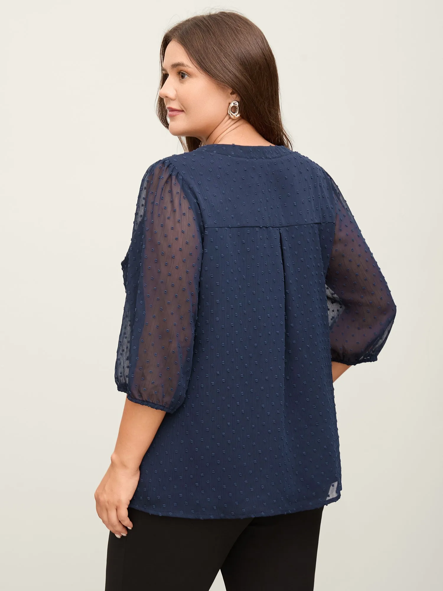 Polka Dots Sheer Textured Blouse sold by Bloomchic product image thumbnail 4