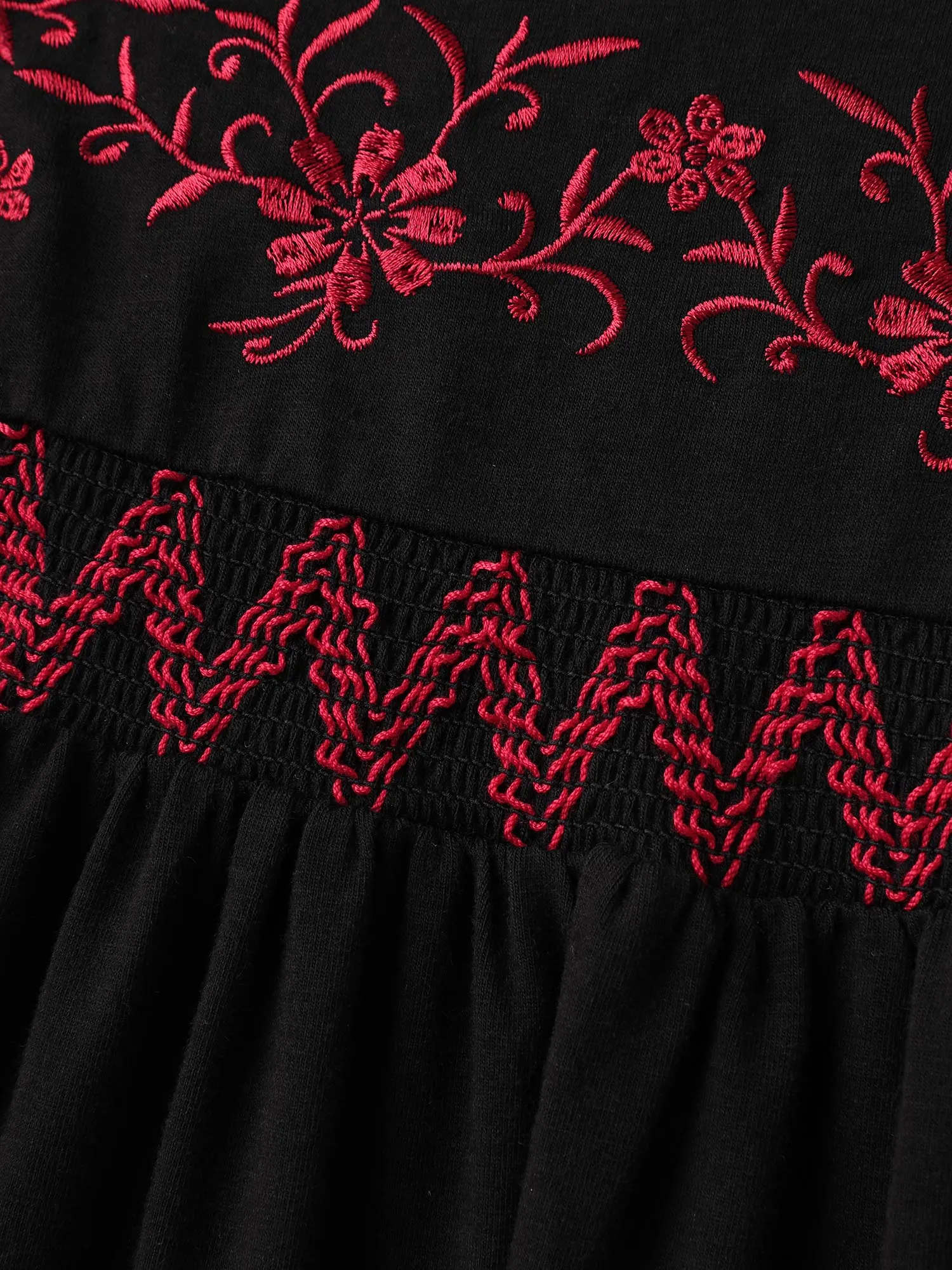 Floral Embroidery Neckline Shirred Knit Top sold by Bloomchic product image thumbnail 5