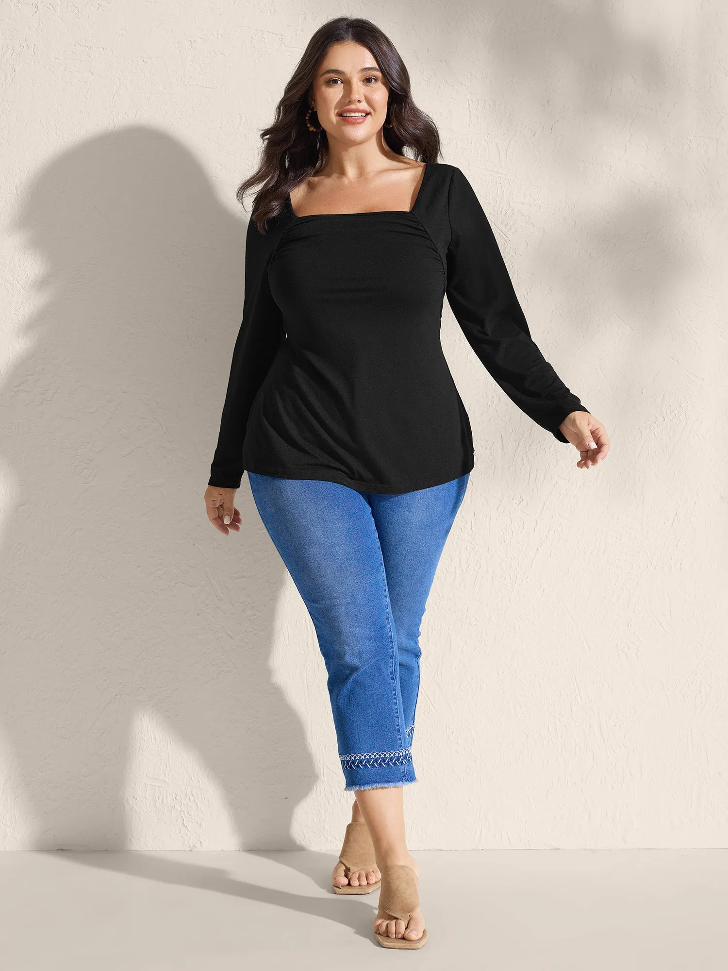 Supersoft Stretchy Pleated Bodice T-Shirt sold by Bloomchic product image thumbnail 3