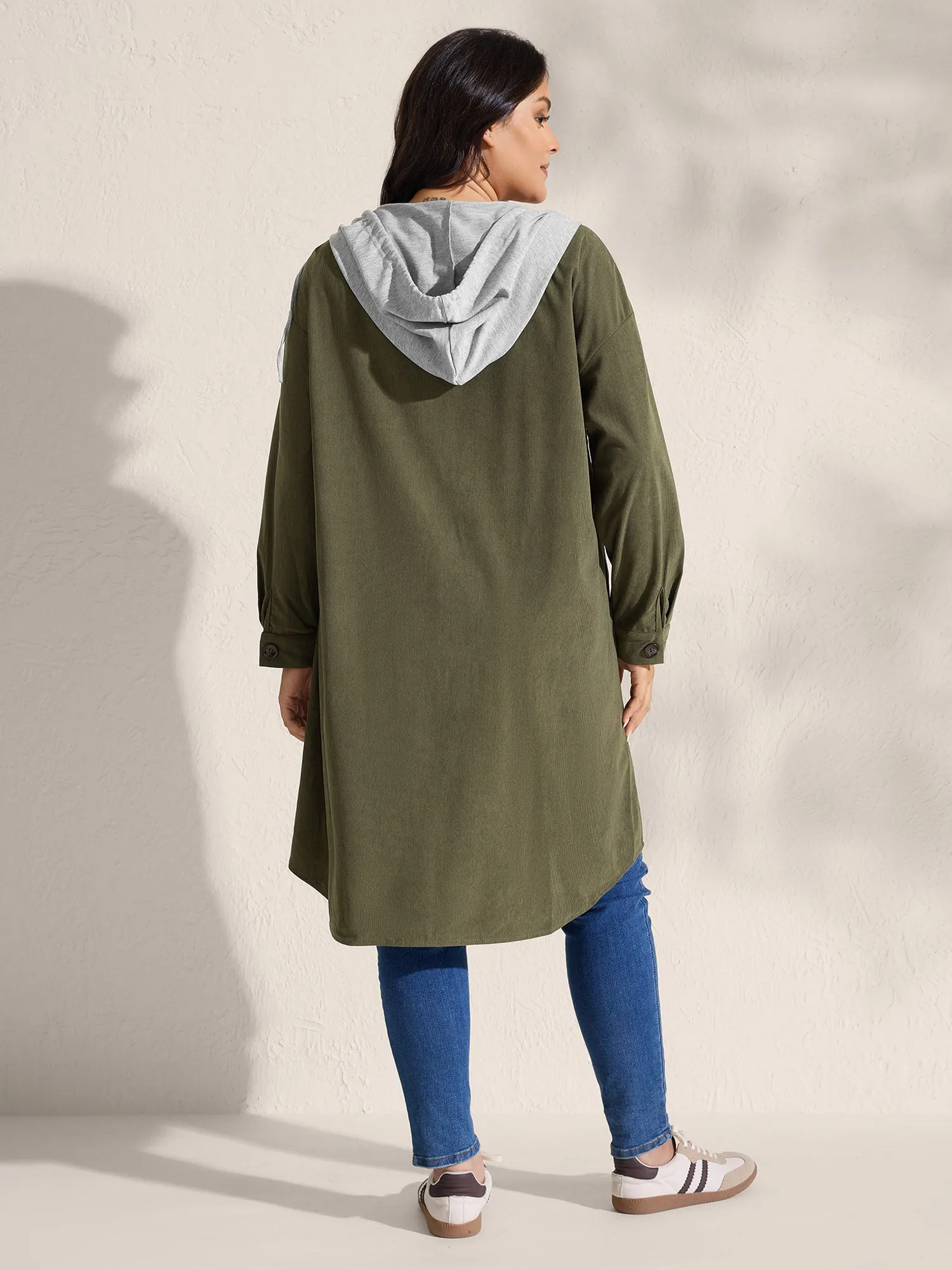 Hooded Button-Front Pockets Jacket sold by Bloomchic product image thumbnail 5