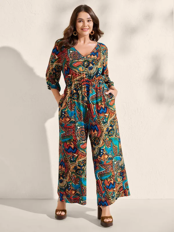 Graffiti Print Pockets Backless Tie Jumpsuit sold by Bloomchic