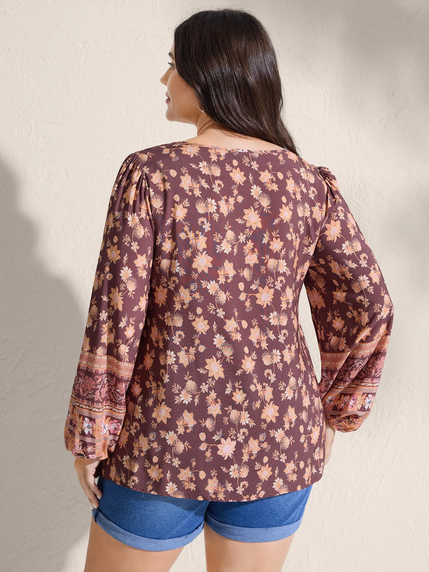 Floral Mixed Print Puffy Sleeve Blouse sold by Bloomchic product image thumbnail 4