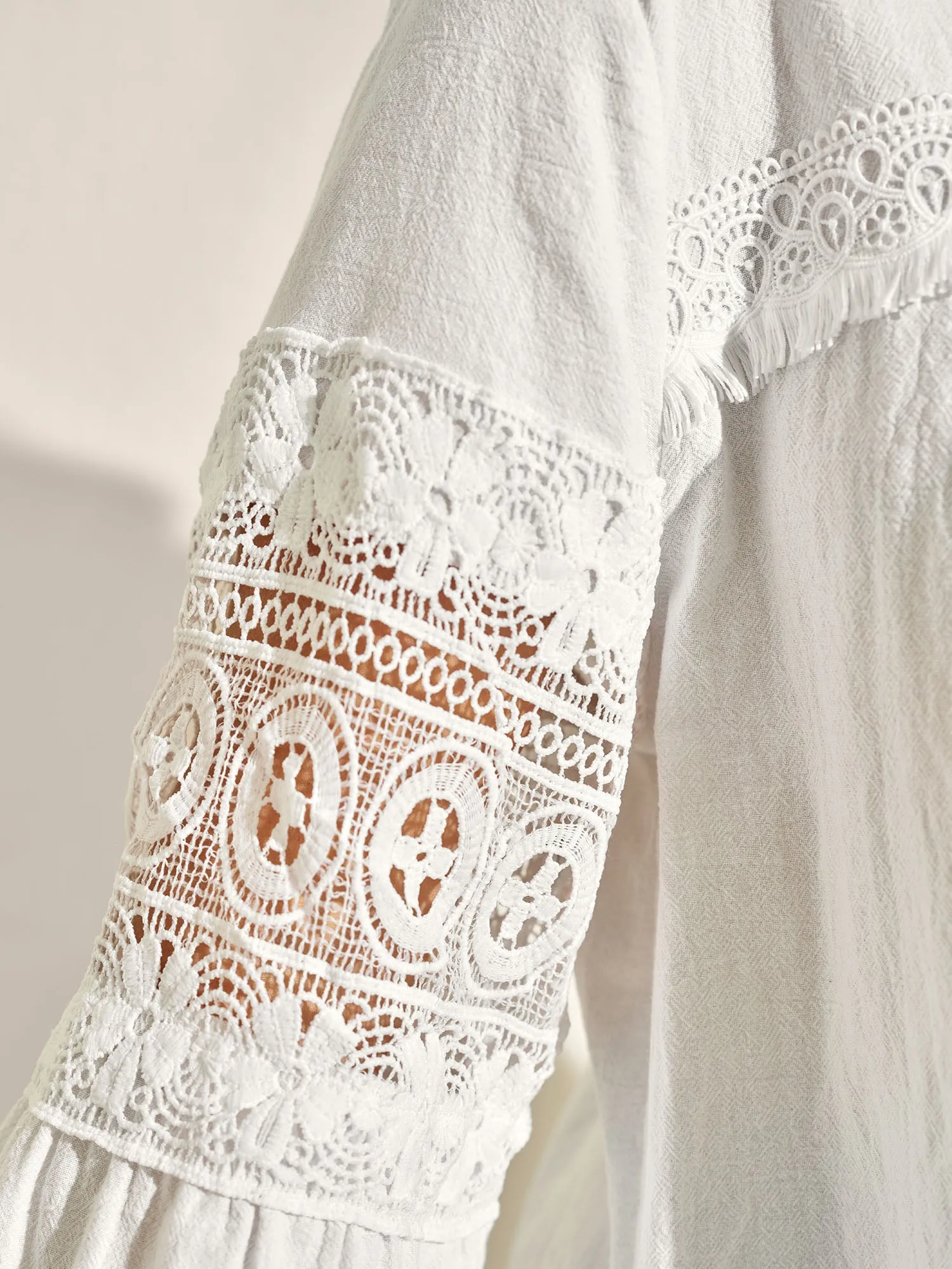 Pure Cotton Sheer Lace Trim Blouse sold by Bloomchic product image thumbnail 3