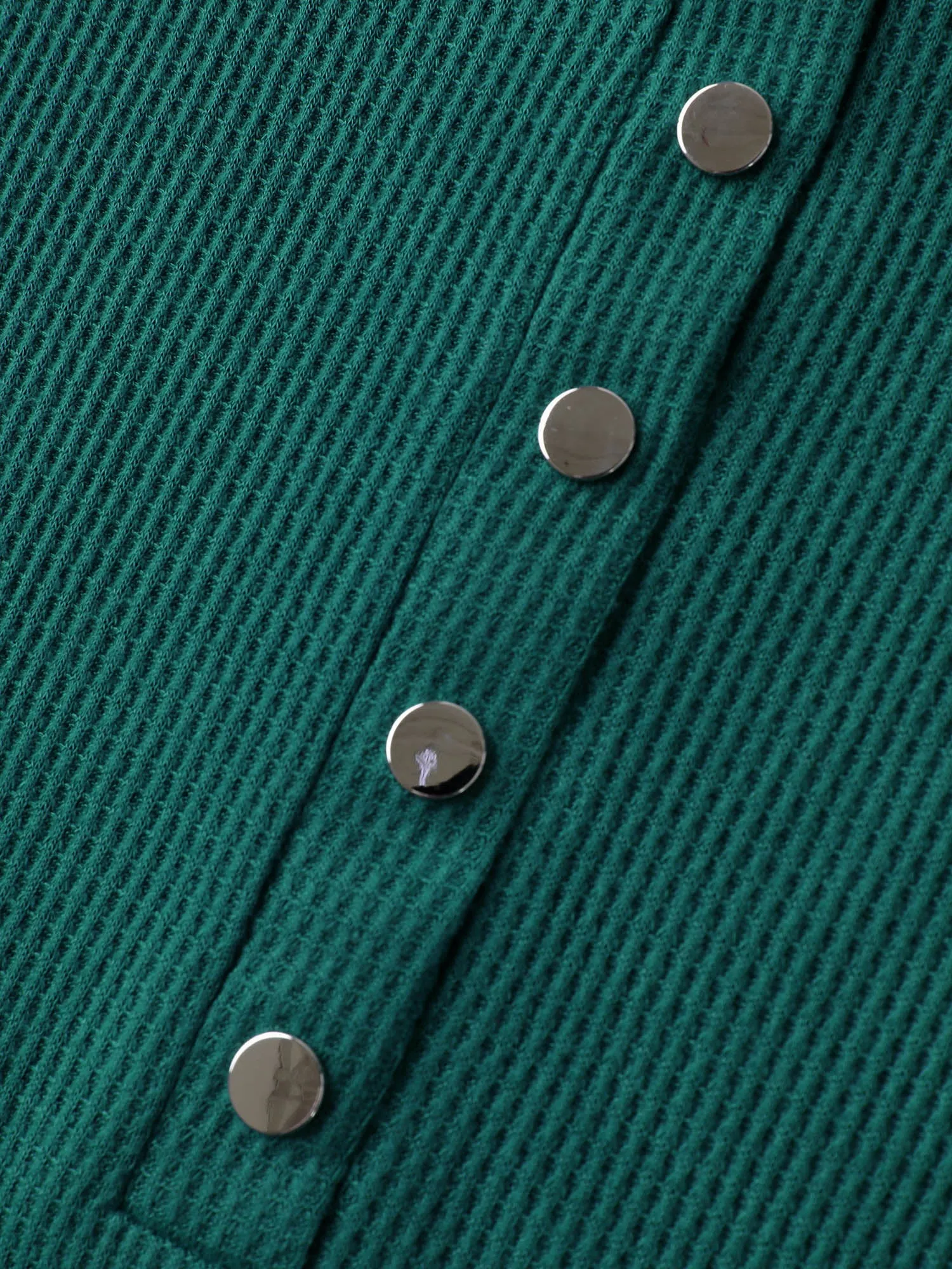 Waffle Grid Button Detail Spliced Sweatshirt sold by Bloomchic product image thumbnail 5