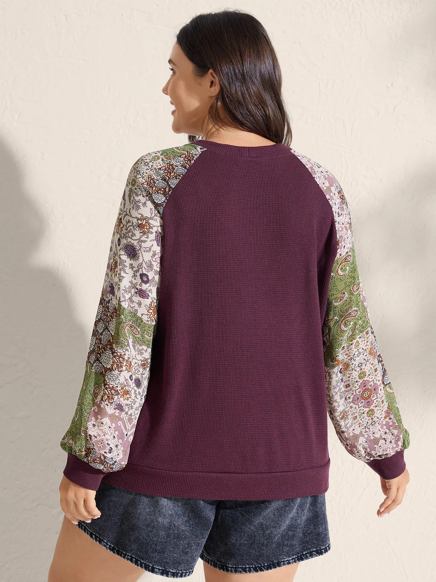 Paisley Print Textured Wrap Like Sweatshirt sold by Bloomchic product image thumbnail 4