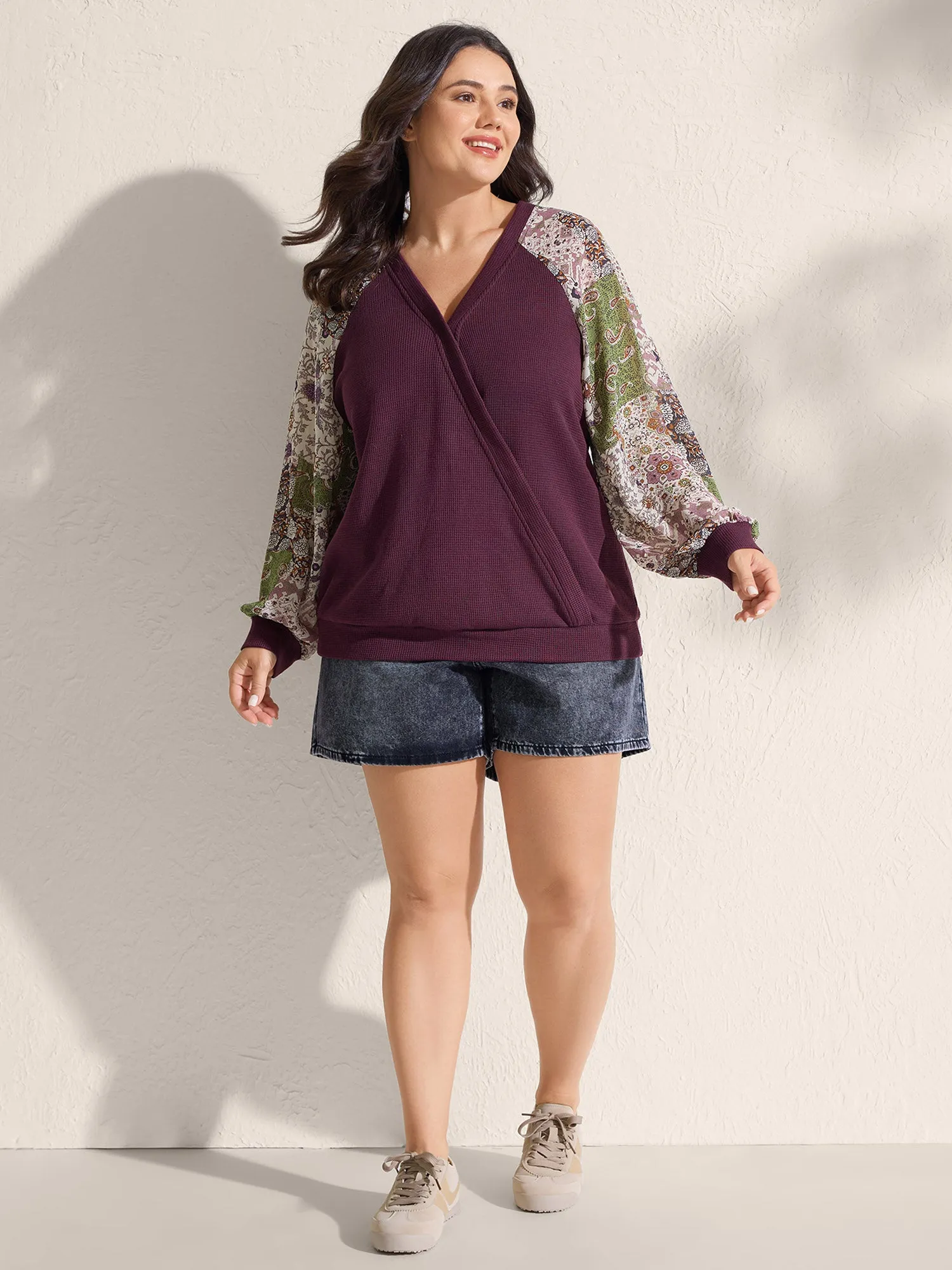 Paisley Print Textured Wrap Like Sweatshirt sold by Bloomchic product image thumbnail 3