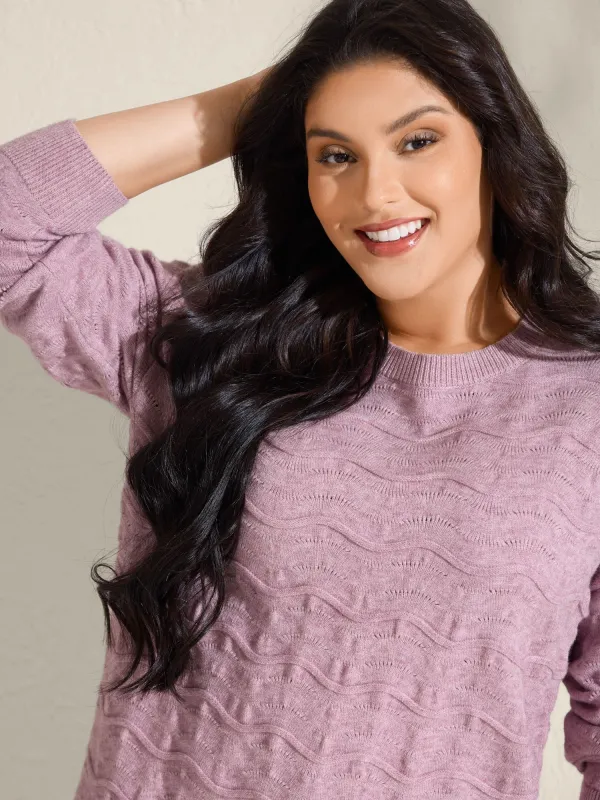 Supersoft Textured Round Neck Cut-Out Pullover sold by Bloomchic