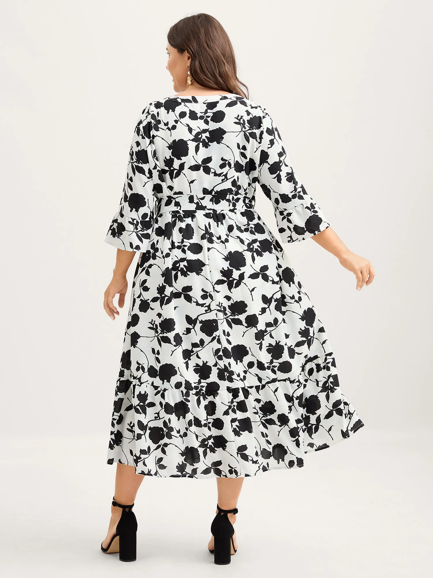 Floral Print Cut-Out Belted Midi Dress sold by Bloomchic product image thumbnail 4
