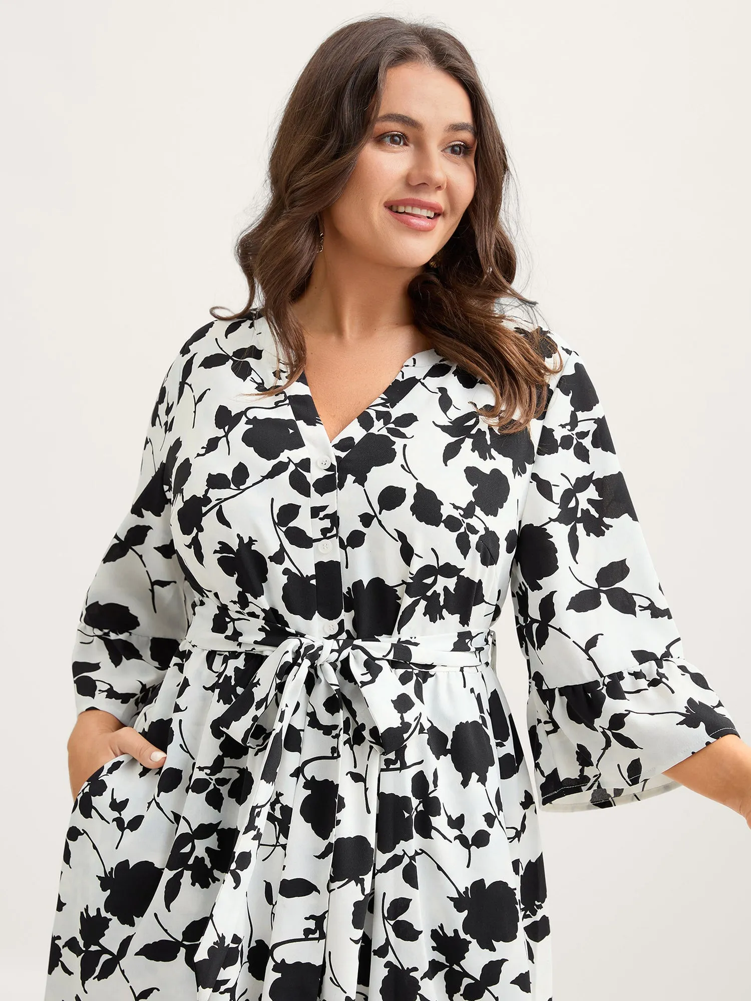 Floral Print Cut-Out Belted Midi Dress sold by Bloomchic product image thumbnail 3