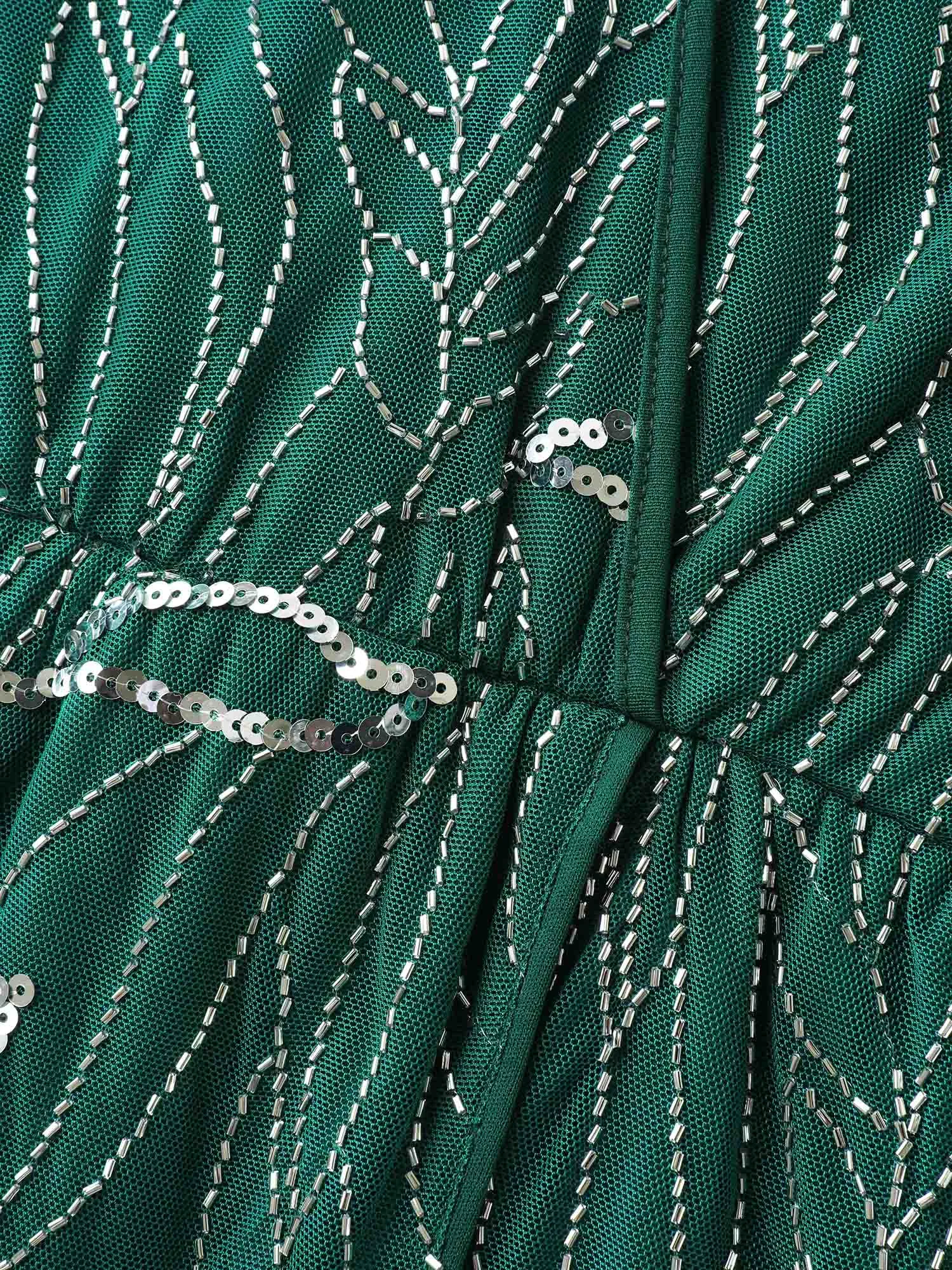 Sequin Embroidered Surplice Neck Pockets Midi Dress sold by Bloomchic product image thumbnail 5