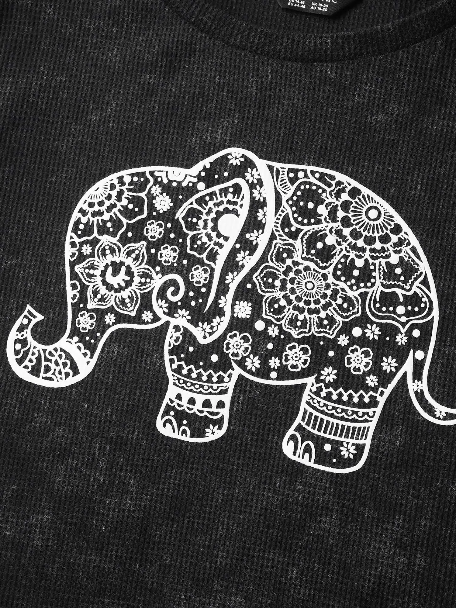 Vintage Elephant Motif Waffle Woven Sweatshirt sold by Bloomchic product image thumbnail 5