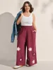 Floral Applique Embroidery Wide-Leg Pants sold by Bloomchic