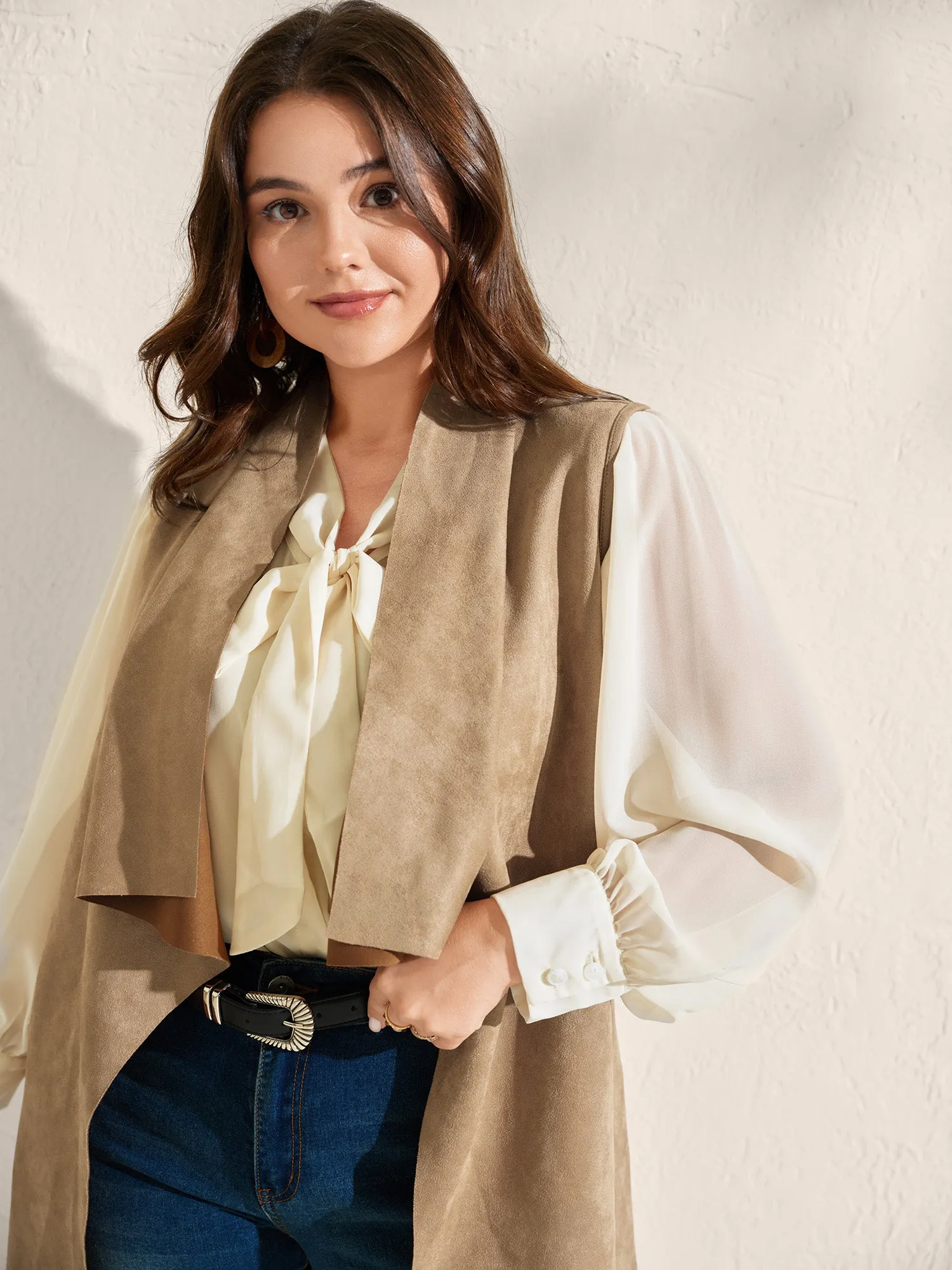 Suede Adjustable Waist Belt Vest sold by Bloomchic product image thumbnail 3