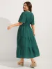 Textured Shirred Cinched Waist Midi Dress sold by Bloomchic