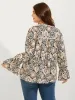 Ornate Print Toothpick Pleats Blouse sold by Bloomchic