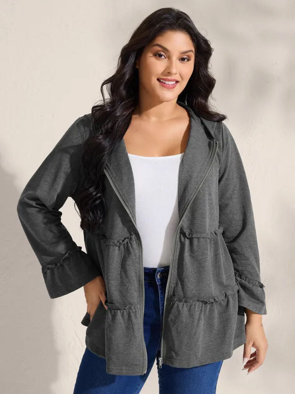 Tiered Ruffled Edges Pockets Jacket sold by Bloomchic