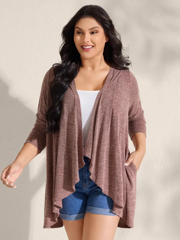 Asymmetrical Hem Front-Open Hooded Jacket sold by Bloomchic