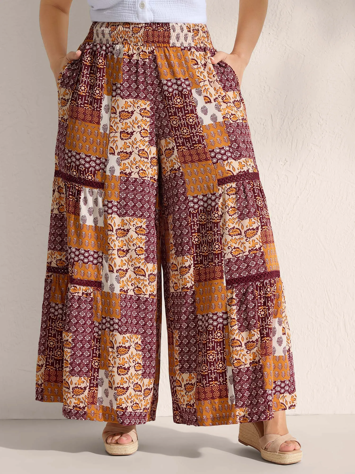 Floral Collage Wide-Leg Flowy Pants sold by Bloomchic