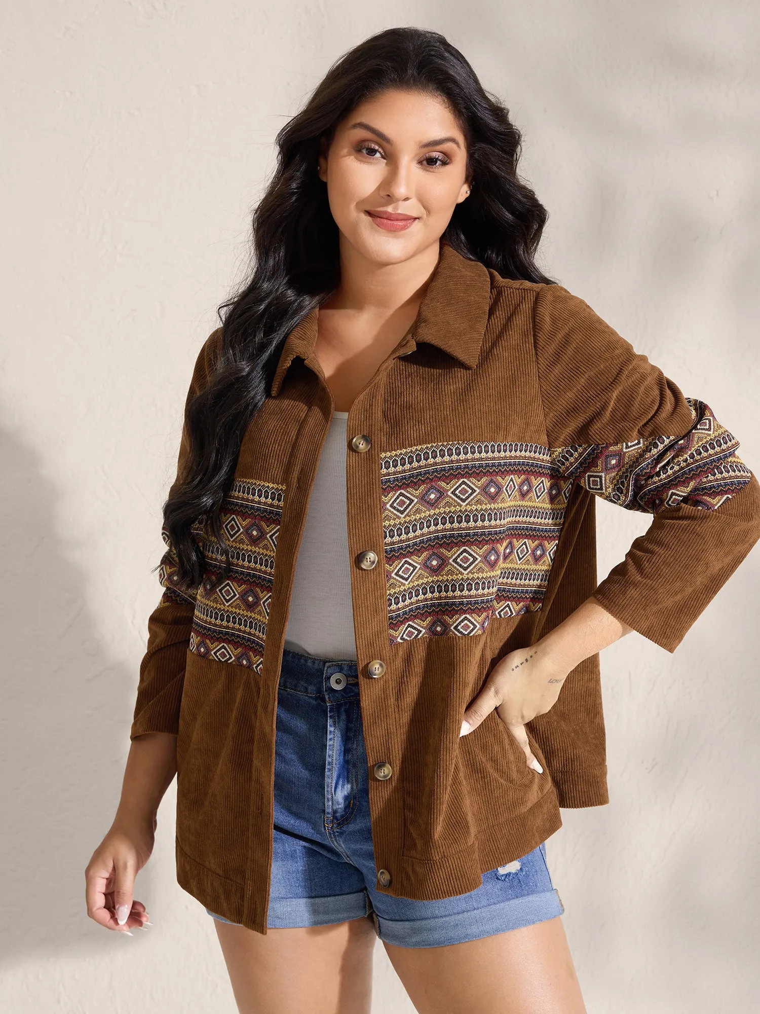 Rodeo Boho Print Button Front Jacket sold by Bloomchic