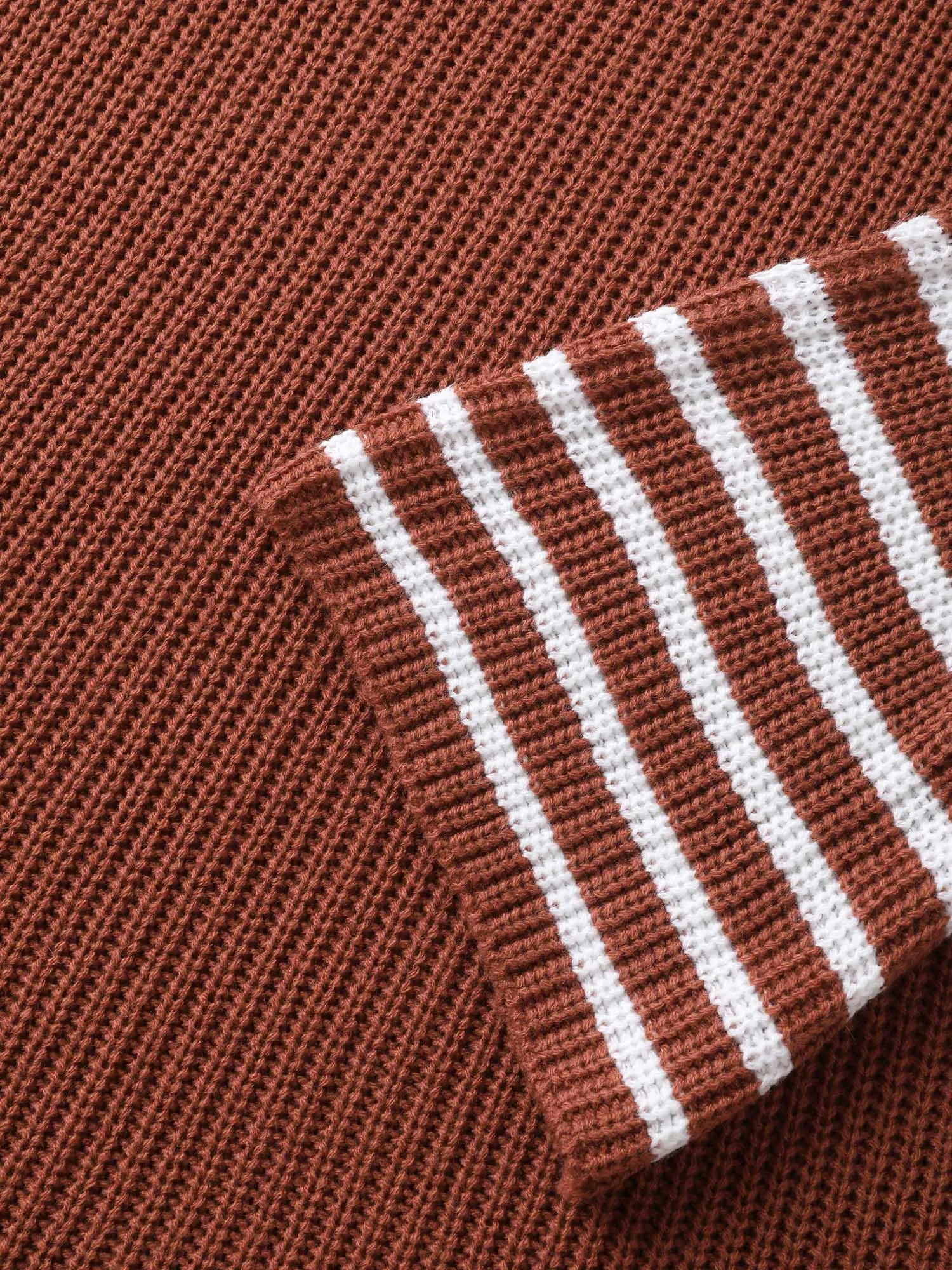 Striped Print Textured Drop Shoulder Pullover sold by Bloomchic product image thumbnail 5