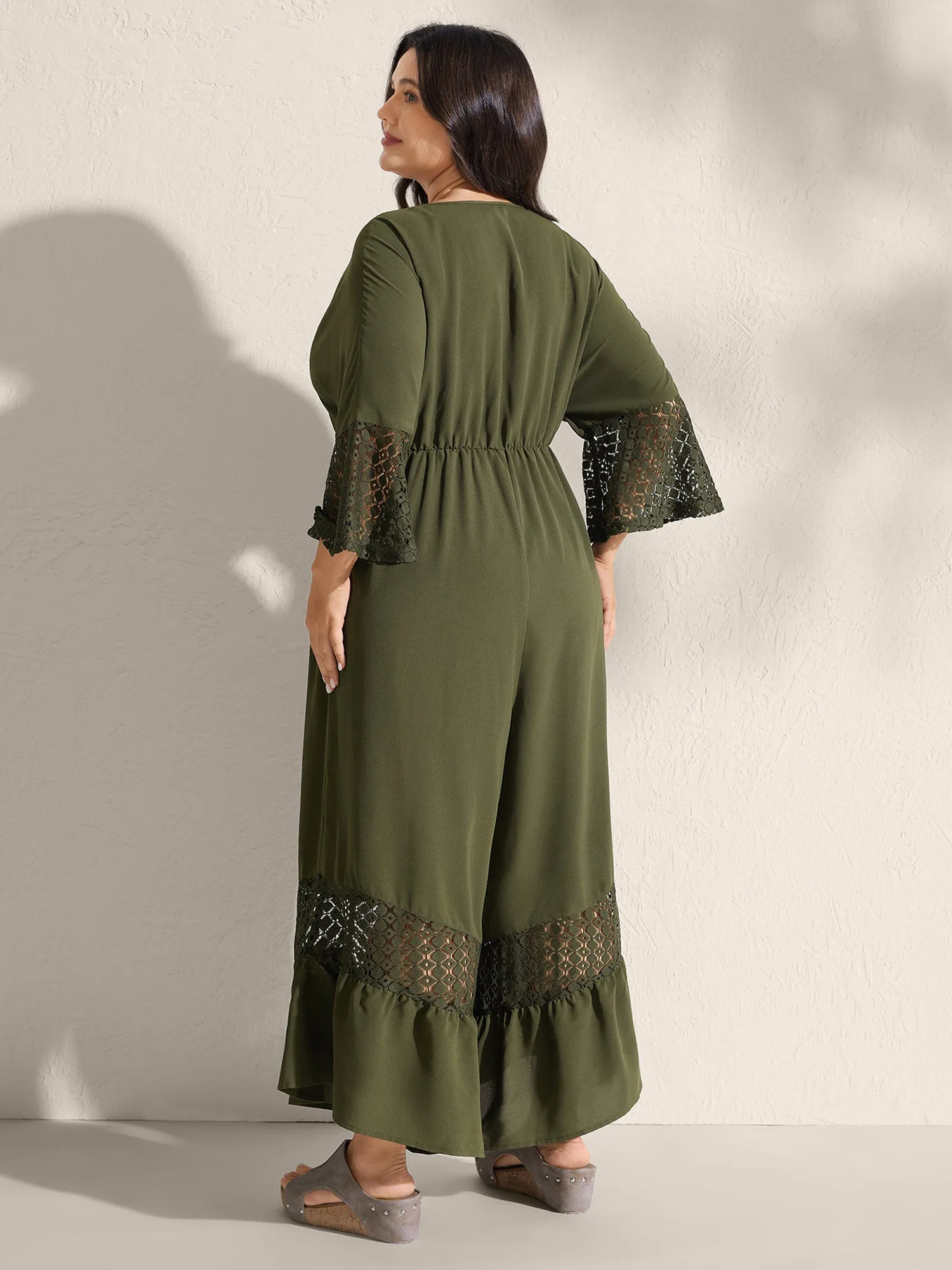 Lace Trim Curvy Tiered Hem Jumpsuit sold by Bloomchic product image thumbnail 5