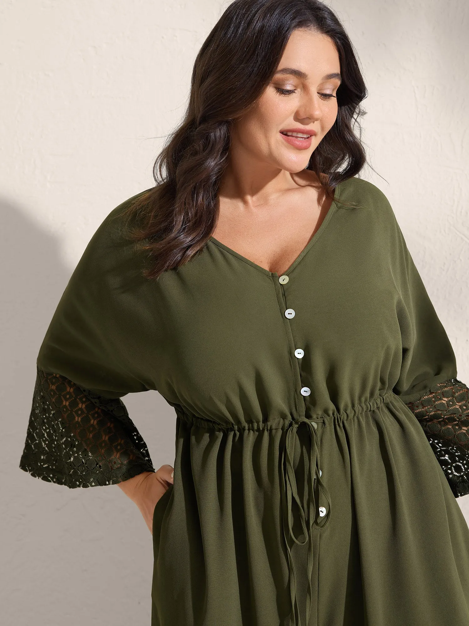 Lace Trim Curvy Tiered Hem Jumpsuit sold by Bloomchic product image thumbnail 2