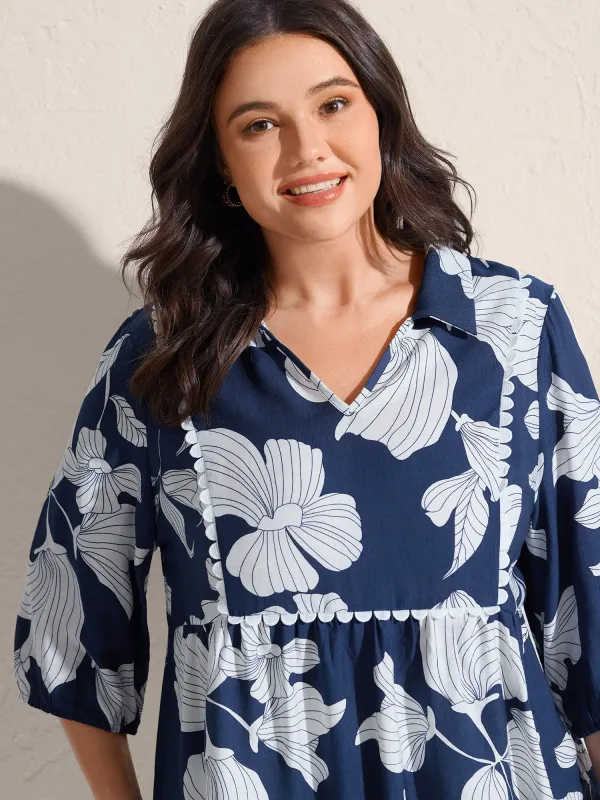 Large Silhouette Floral Print Lace Blouse sold by Bloomchic