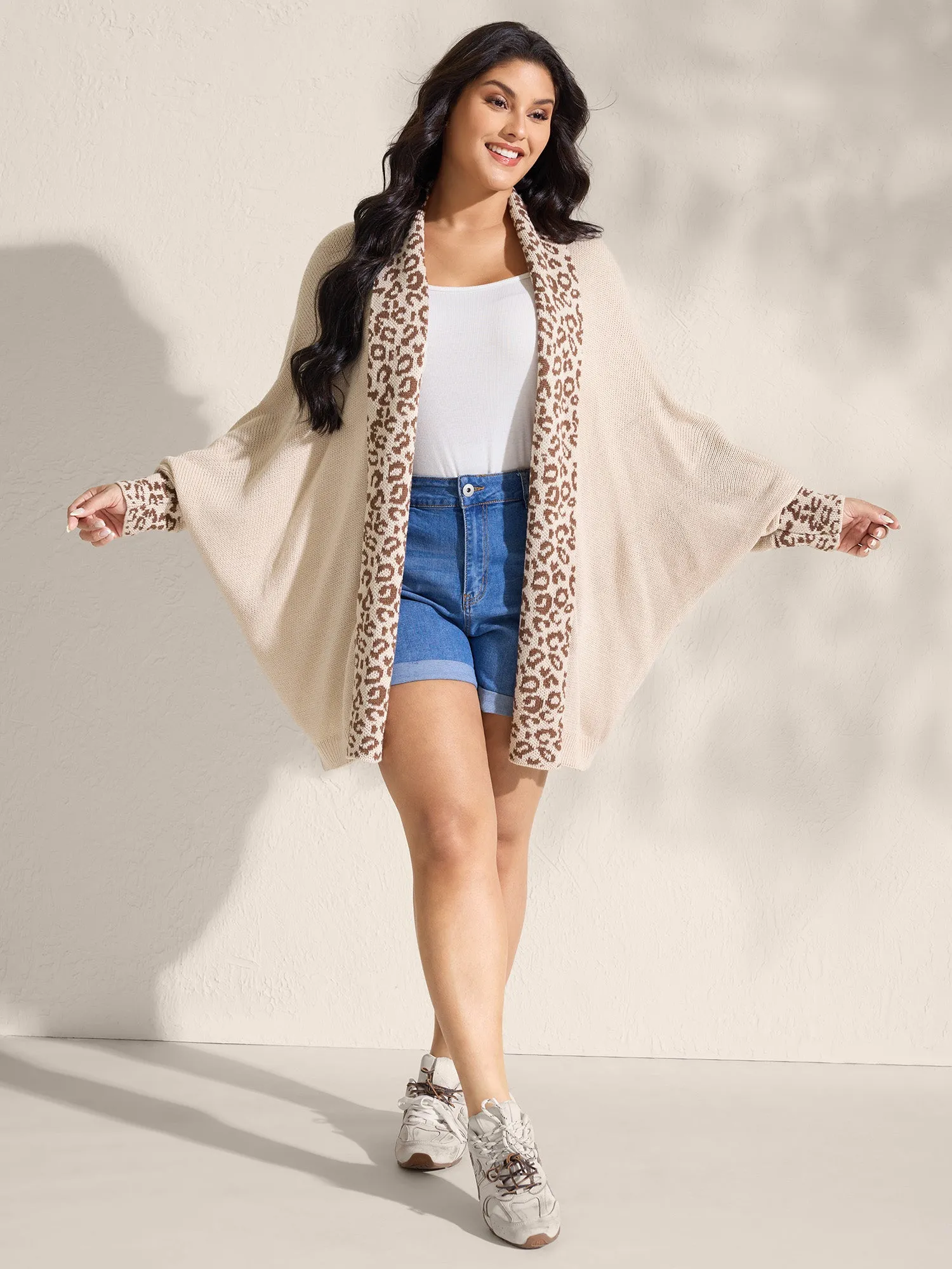 Leopard Collar Dolman Sleeve Knit Cardigan sold by Bloomchic product image thumbnail 3