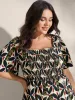 Retro Chic Print Shirred Bodice Jumpsuit sold by Bloomchic