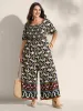 Retro Chic Print Shirred Bodice Jumpsuit sold by Bloomchic