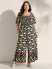 Retro Chic Print Shirred Bodice Jumpsuit sold by Bloomchic
