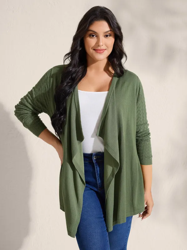 Asymmetrical Hem Cut-Out Knit Cardigan sold by Bloomchic