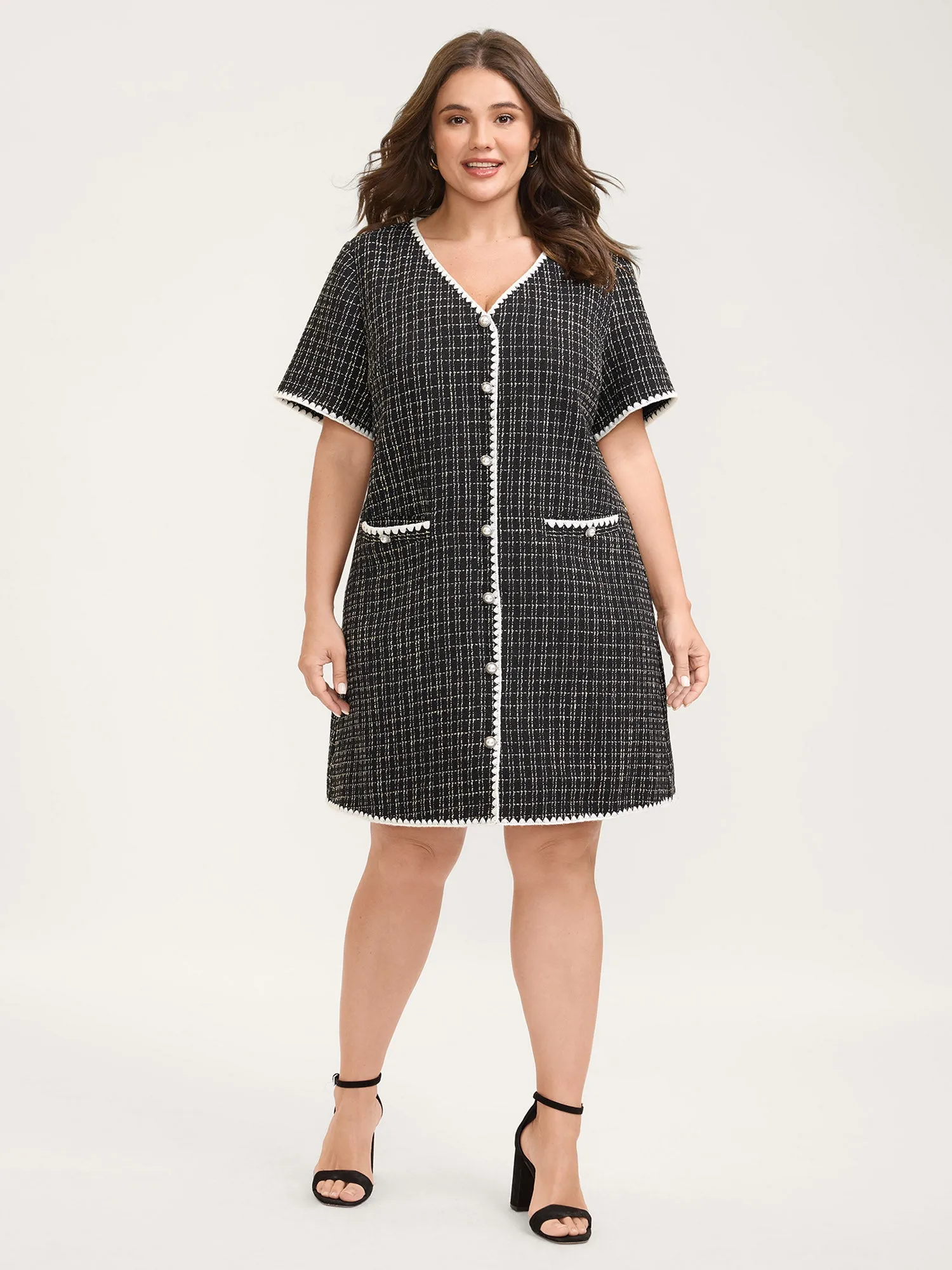 Tweed Print Contrast Hem Knee-Length Dress sold by Bloomchic product image thumbnail 3