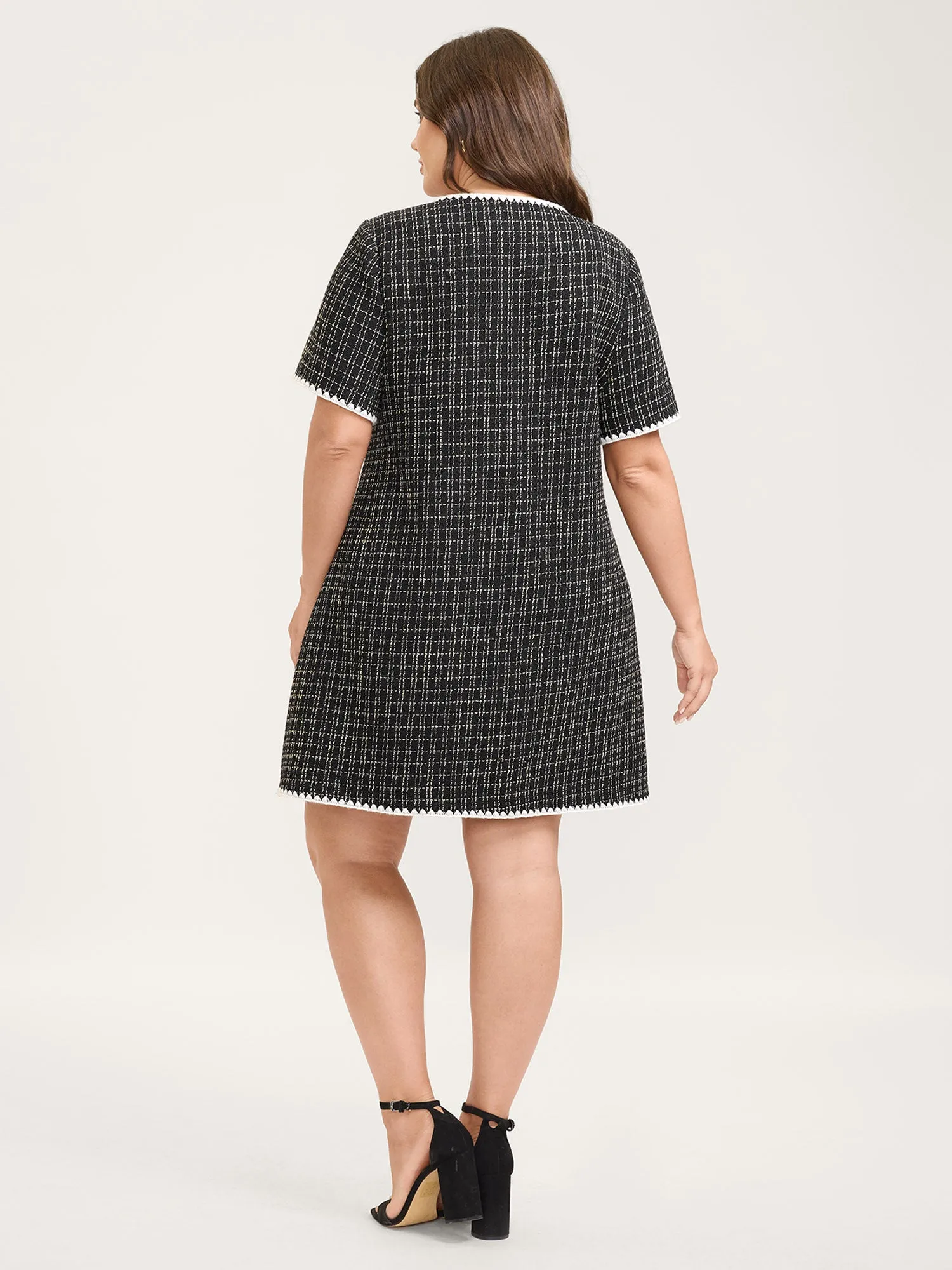 Tweed Print Contrast Hem Knee-Length Dress sold by Bloomchic product image thumbnail 4