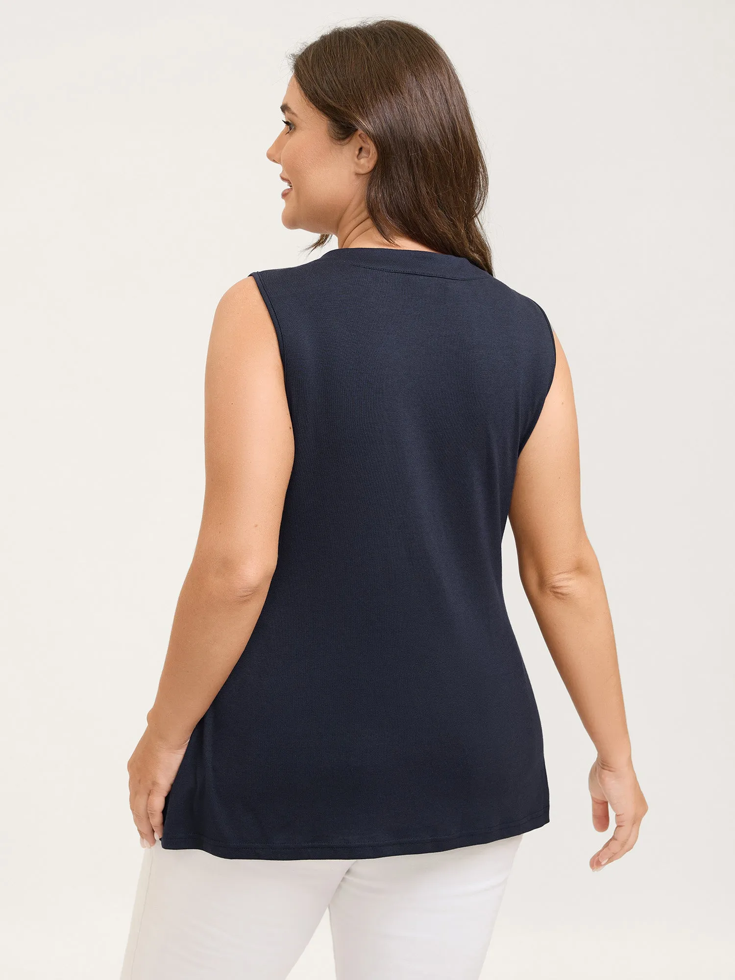 Supersoft Button Detail Fitted Solid Tank Top sold by Bloomchic product image thumbnail 4