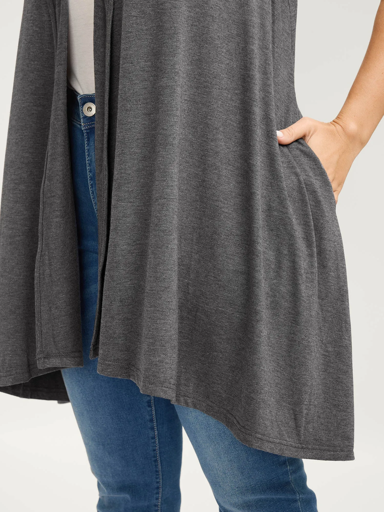 Supersoft Rolled Hem Open-Front Knit Vest sold by Bloomchic product image thumbnail 3