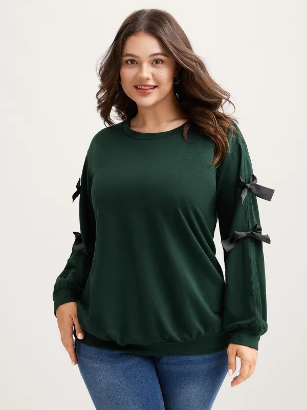 Bow-Knot Sleeve Cut-Out Sweatshirt sold by Bloomchic